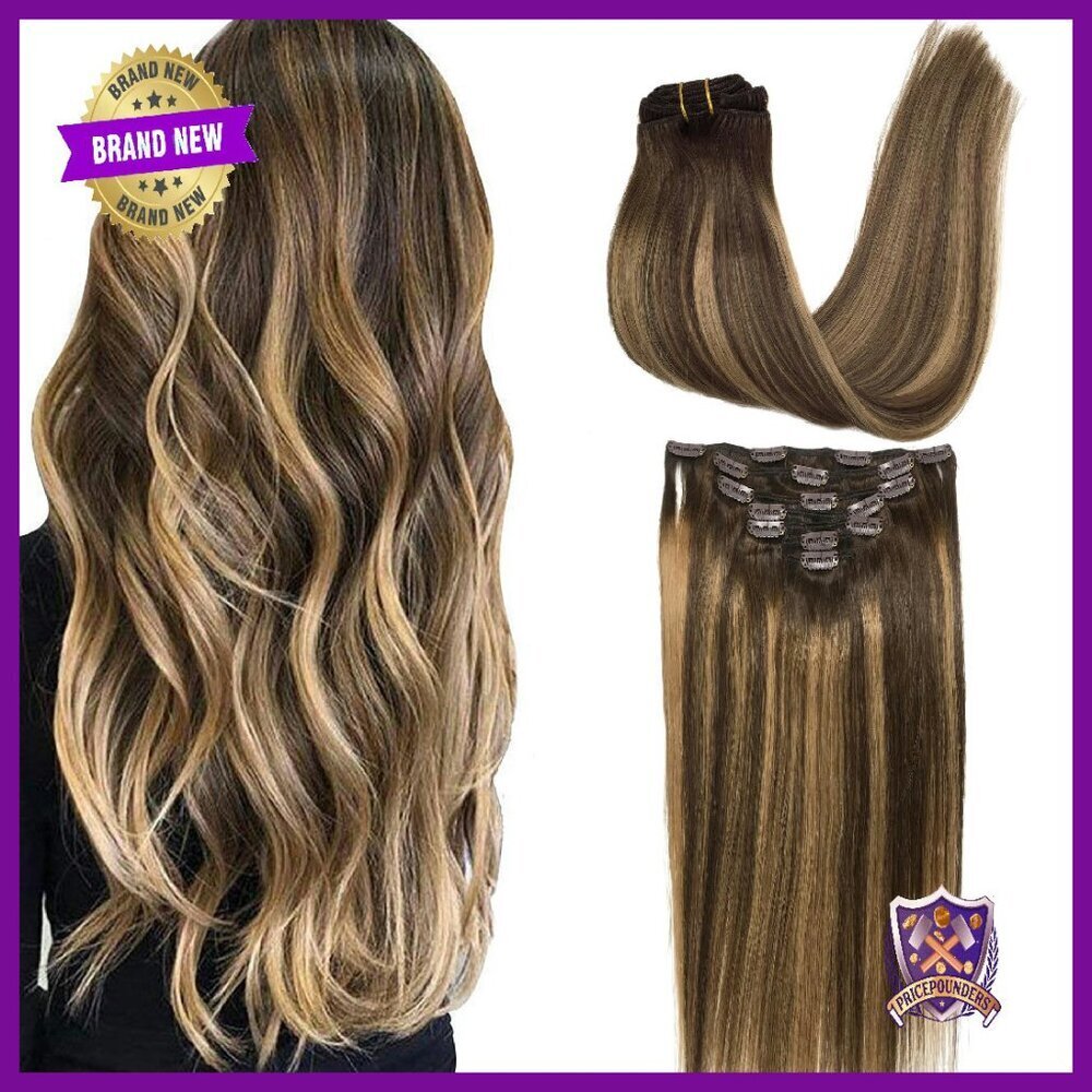 16in Real Human Hair Clip-In Extensions, 120g 7Pcs, Heat-Stylable
